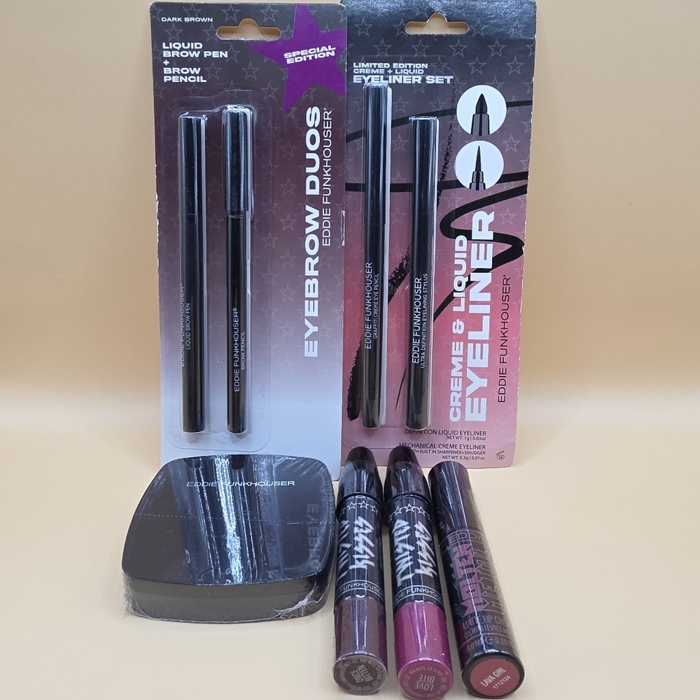 Eddie Funkhouser Makeup Lot Eyebrow Duos Creme & Liquid Eyeliner Twisted Kisses